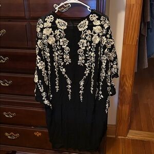 Bundle 3 for $30 H&M gold metallic flower floral embroidered black kimono 2